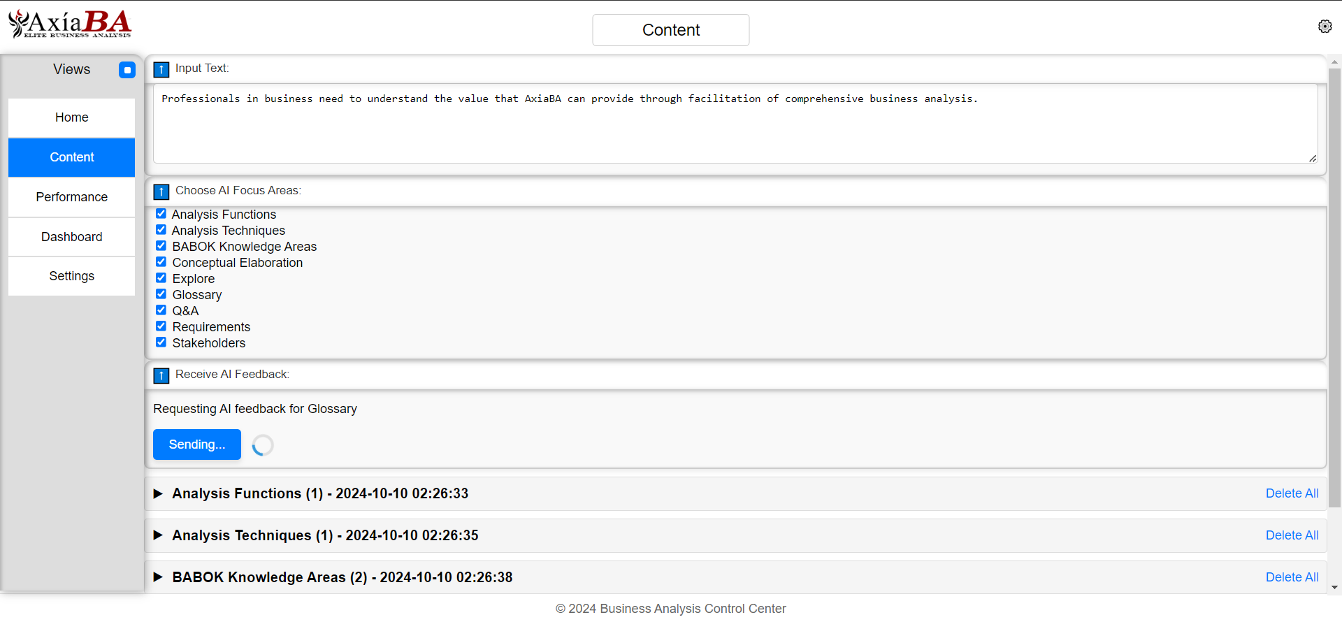 Content Tab Screenshot